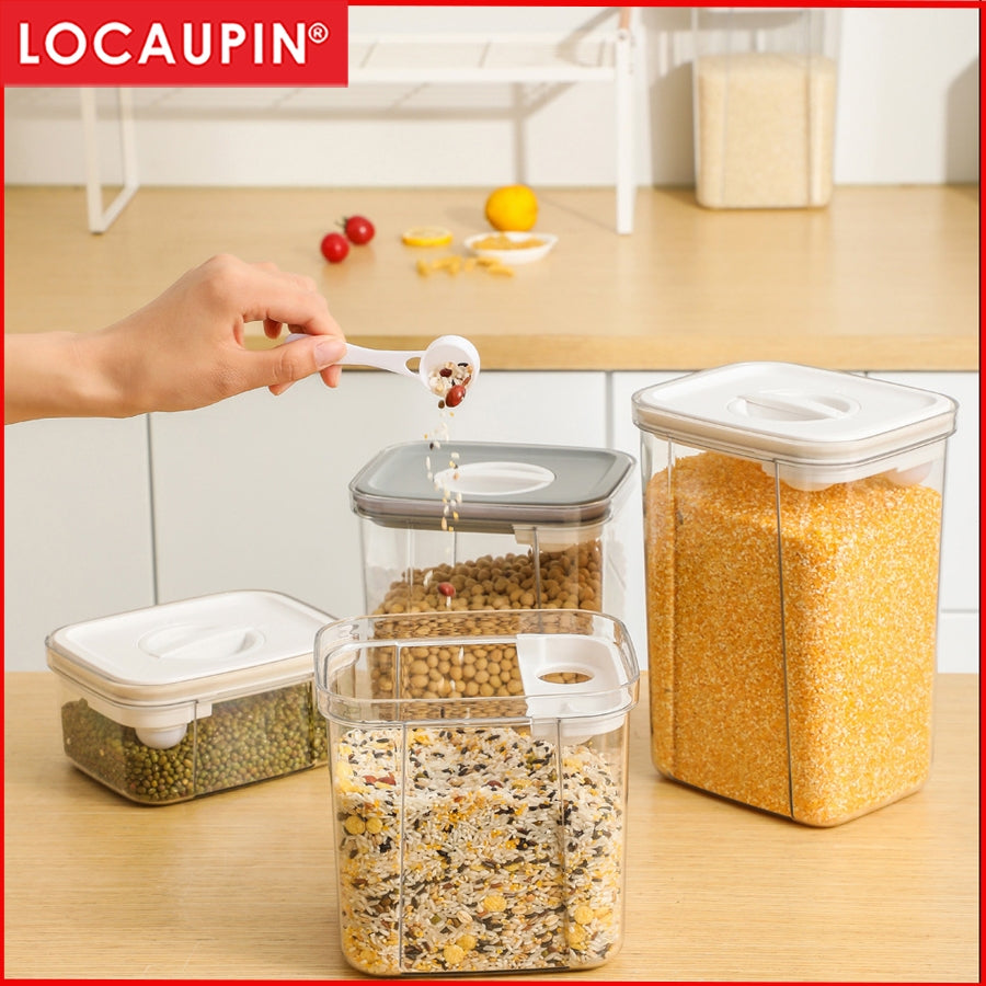 Locaupin Airtight Food Storage Container Clear Pet Kitchen and Pantry Organization Containers Food Dispensers