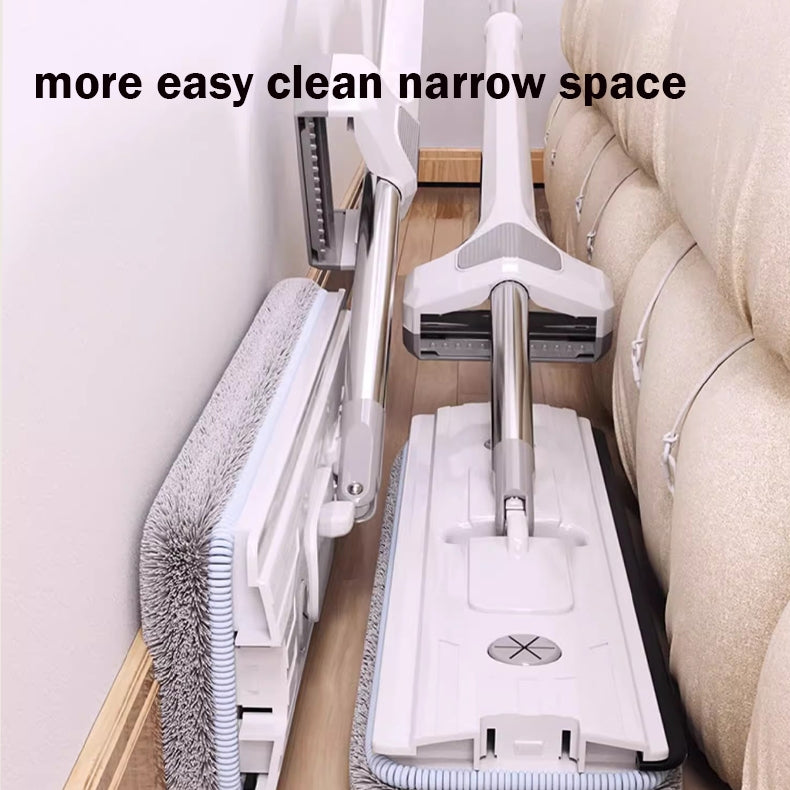 Locaupin 42cm Large Panel Flat Mop, Self Wringing Floor Cleaning Mop - 360 Hands-Free Microfiber Floor Mop,Hand Washing