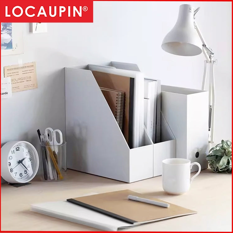 Locaupin Plastic Vertical File Folder Storage Organizer Bin,Hold Notebooks,Binders,Envelopes,Magazines for Home Office