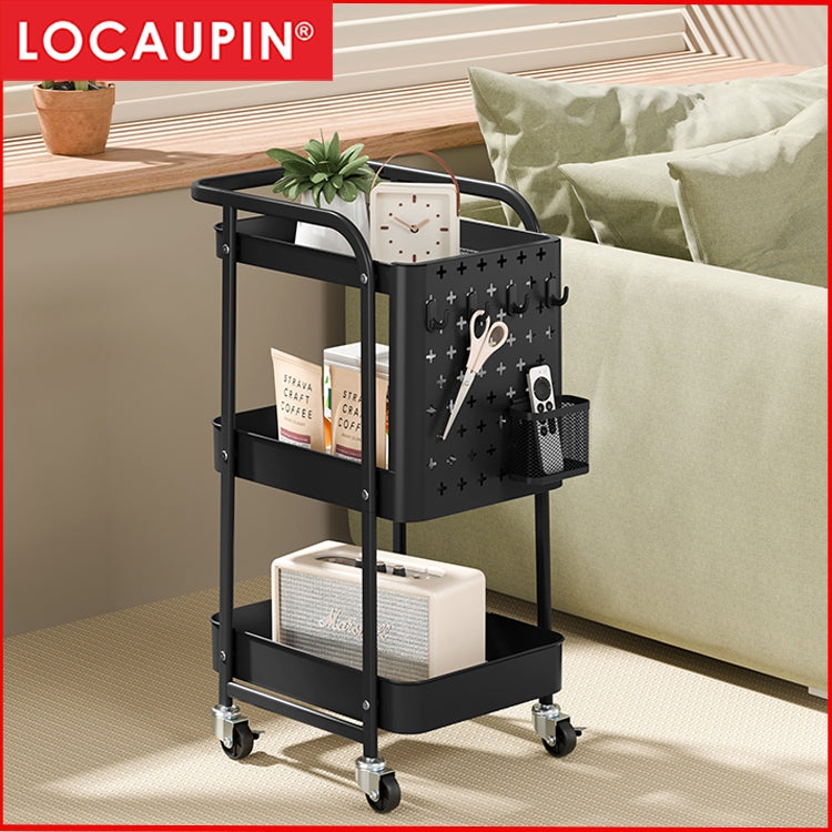 Locaupin Metal 3 Tier Trolley Storage Racks Office Shelves Book Shelving Toys Storage Storage Organization Kitchenc Rack