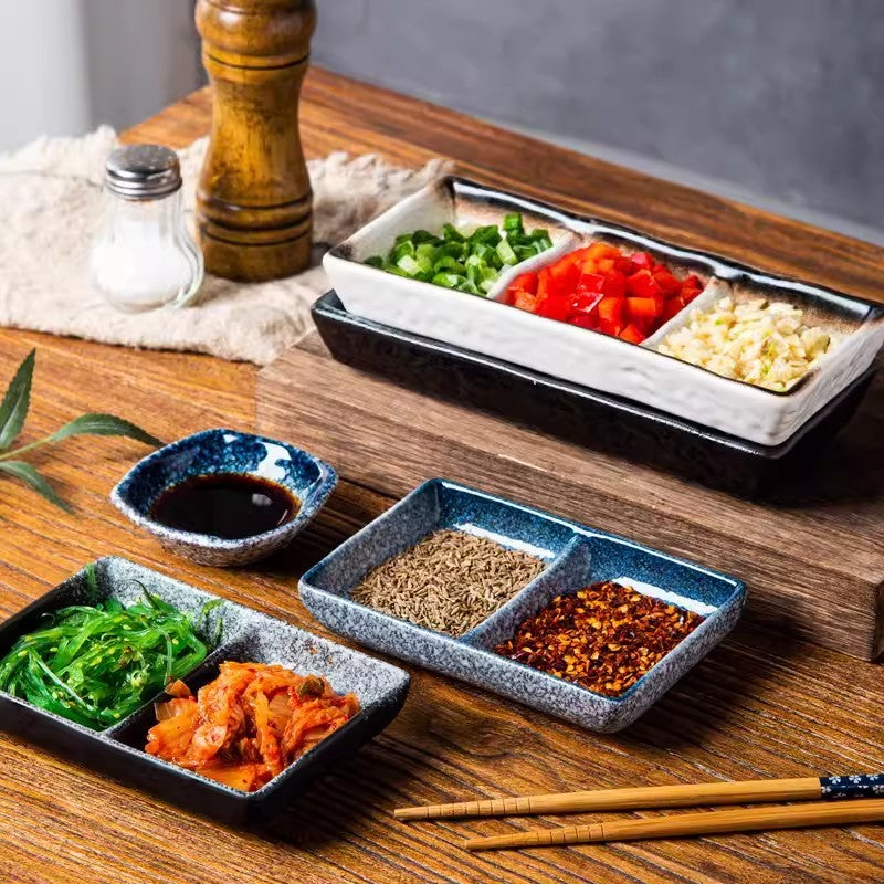 Locaupin Ceramic Sauce Dishes & Ketchup Side Dish Tableware Condiment Relish Plate Seasoning Dishes