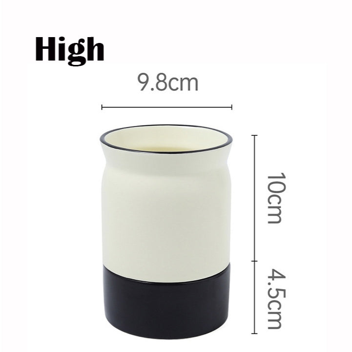 Locaupin Kitchen Utensil Holder Ceramic Utensil Organizer with Drain Hole for Spoons Forks Cutlery Spatulas