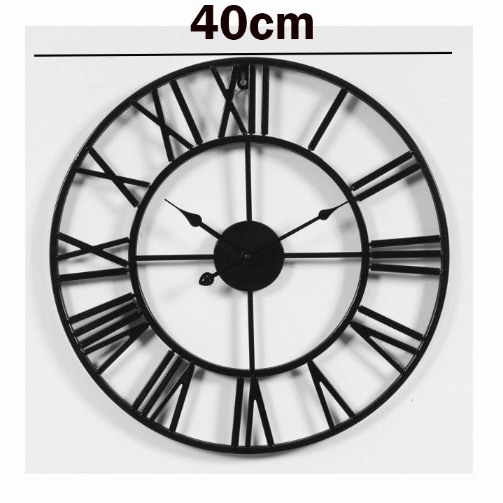 Locaupin Large Wall Clock Black Metal Battery Operated Wall Clock, Silent Clock Modern Home Decor for Living Room/Office