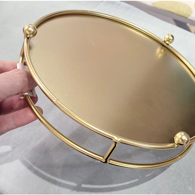 Locaupin Round Metal Tray Decorative Door Keys Tray Home Decor Serving Tray Coffee Table Decor Circle Tray