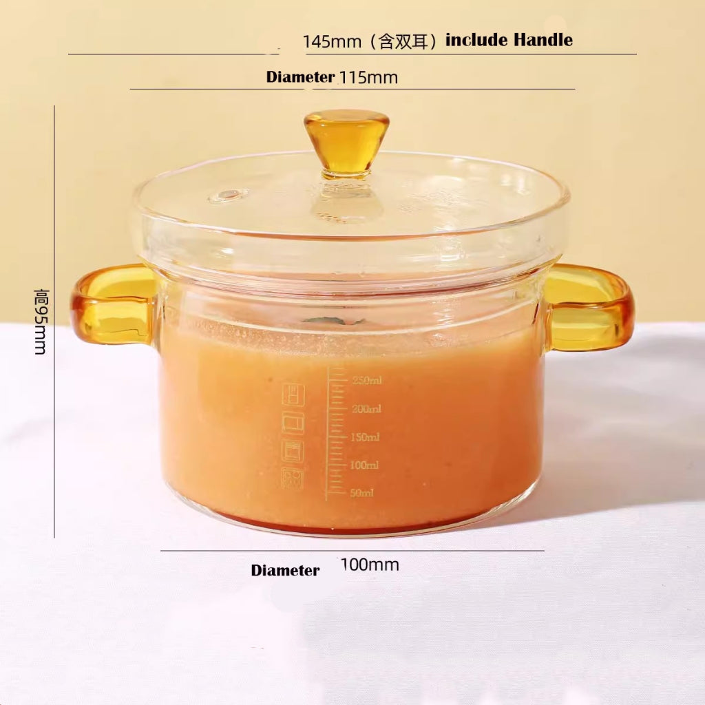 Locaupin Glass Steamed Egg Bowl Containers with Lids Clear Glass Bowls Soup Bowl Microwave Safe Mini Tableware Stew Pot
