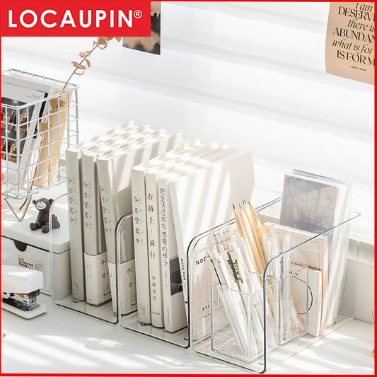 Locaupin Shelf Small Bookcase, Desktop Book Organizers and Mini Bookshelf for Home Office, CD, Book & Magazine Rack