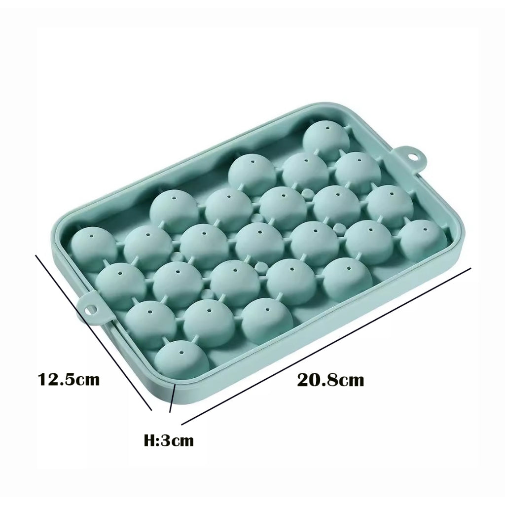 Locaupin BPA Free Silicone Ice Tray, Round Ice Trays, Easy-Release 25pcs Small Ice Ball, for Freezer, Cocktail, Whiskey
