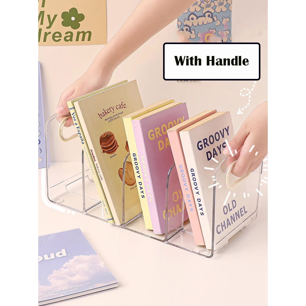 Locaupin Shelf Small Bookcase, Desktop Book Organizers and Mini Bookshelf for Home Office, CD, Book & Magazine Rack