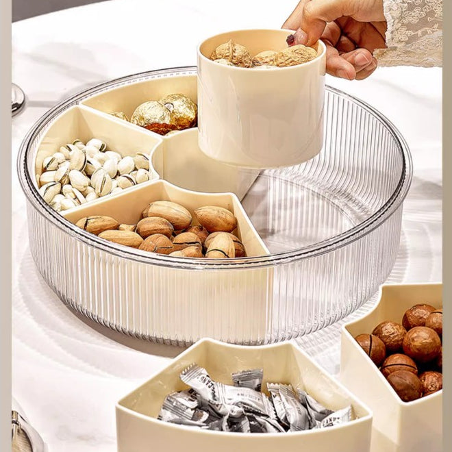 Locaupin BPA FREE Square Plastic Divided Serving Tray with Lids, 4 Individual Dishes Food Storage Containers, Serving