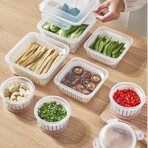 Locaupin Garlic Refrigerator Storage Jar Transparent Ginger Storage Holder Sealed Vegetable Food Box Food Dispensers