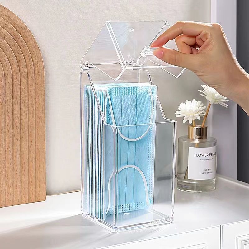 Locaupin Makeup Brush Storage Box,Desktop Pen Holder with Cover Stationery Storage organizer, Face Mask Organizer