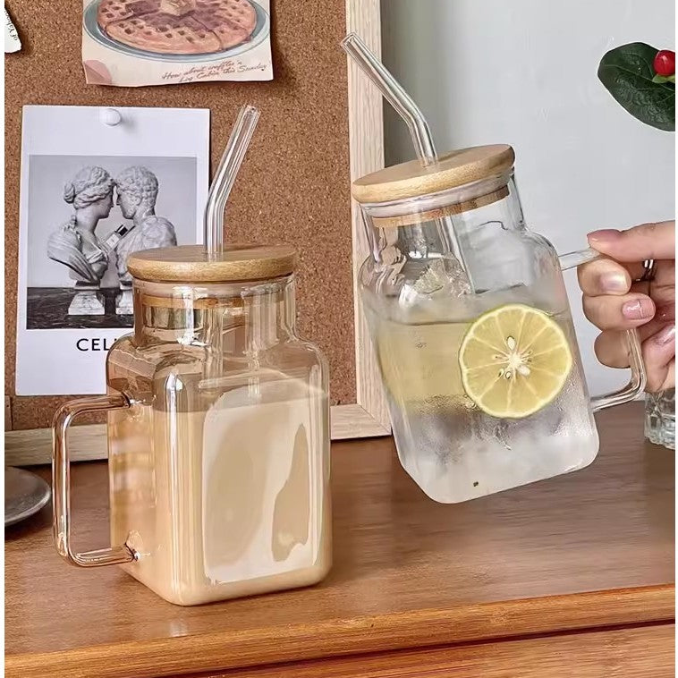 Locaupin 620ML Heat Resistant Healthy Glass Cups,Water Glass,Coffee Cups,Flower Tea Glass, Microwave Safe Glass Tea Cups