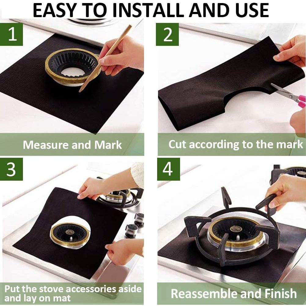 Locaupin Stove Burner Covers Black 2 pack Double Thickness Gas Range Protectors Liners Gas Burner Covers Reusable