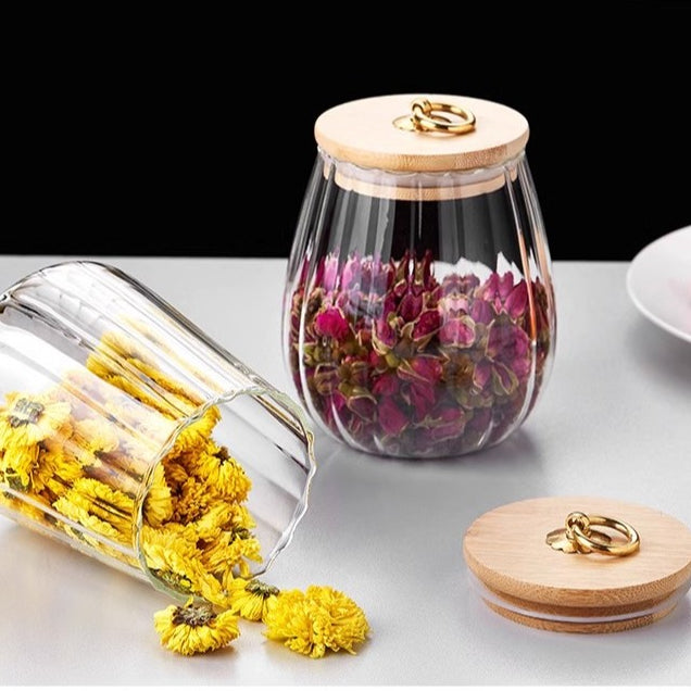 Locaupin Glass Borosilicate Glass Dry Food Storage Container Food Dispensers With Cover
