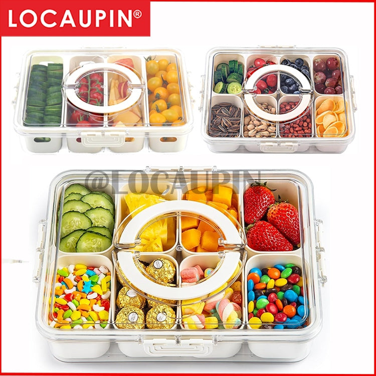 Locaupin Food Storage Containers Stackable Refrigerator Organizer Bins with Lids with Removable Compartment