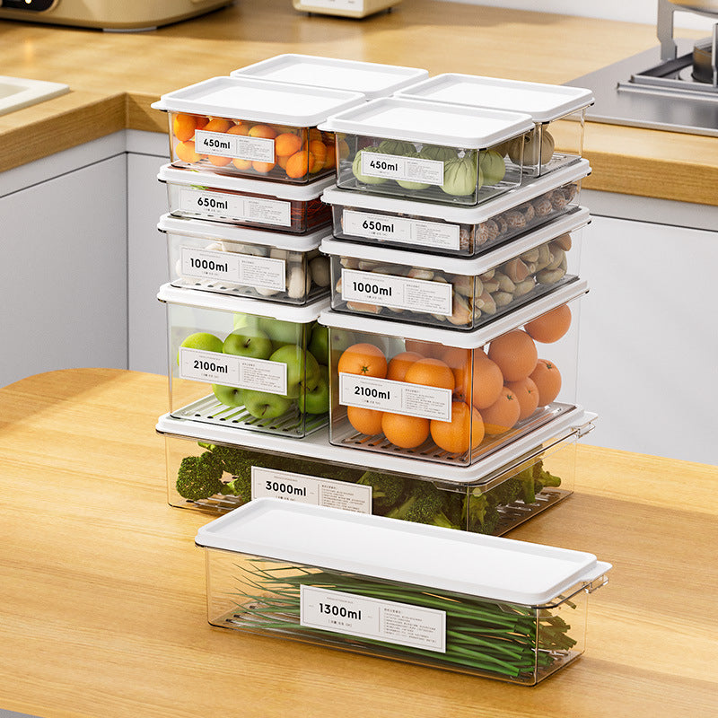 Locaupin Food Storage Containers, Stackable Refrigerator Freezer Organizer Fresh Keeper Container with Vented Lids
