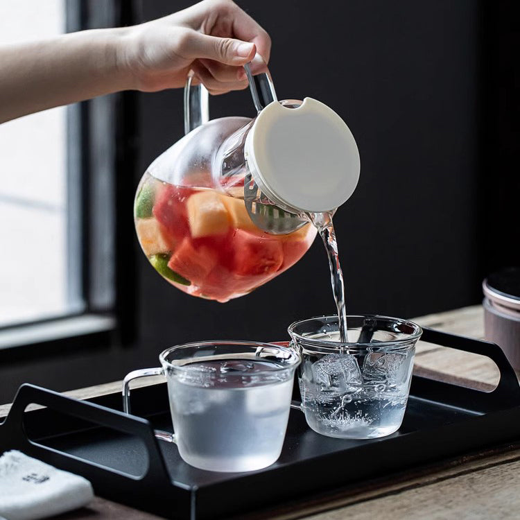 Locaupin Borosilicate Glass Bottle Pitcher Glass with Filter,Flower Tea,Microwave Safe High Temperature Tea Cups Teapot