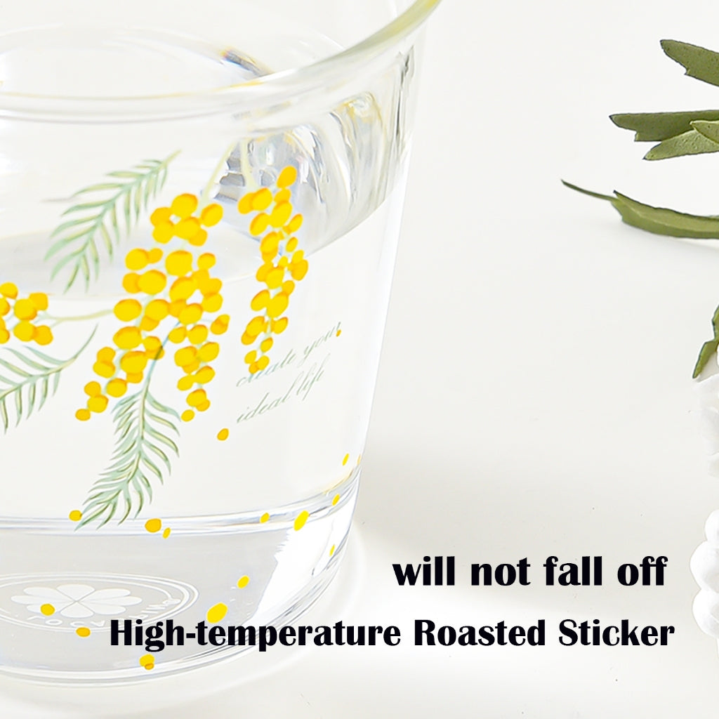 Locaupin Heat Resistant Healthy Glass Cups, Water Glass,Coffee Cups,Flower Tea Glass, Microwave Safe Glass Tea Cups