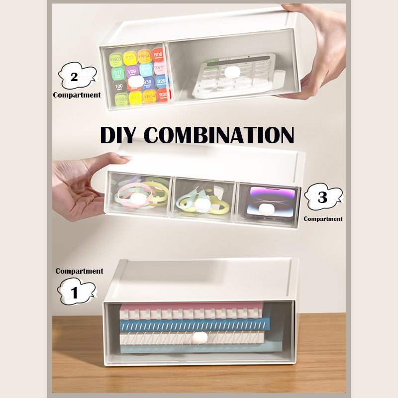 Locaupin Desk Drawer Organizer Shelf with Expandable Storage for Book and Home Tabletop Files Holder