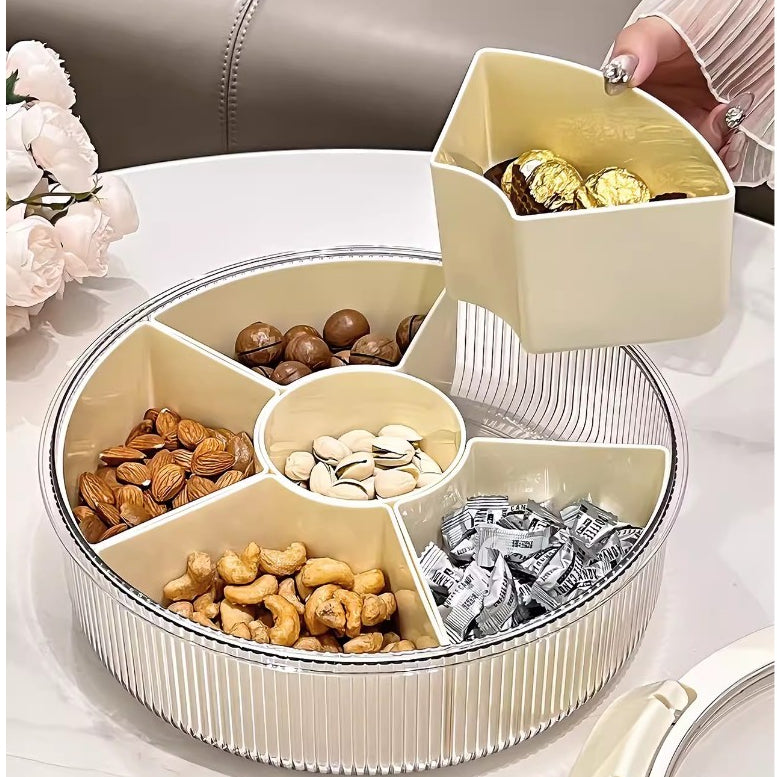 Locaupin BPA FREE Square Plastic Divided Serving Tray with Lids, 4 Individual Dishes Food Storage Containers, Serving