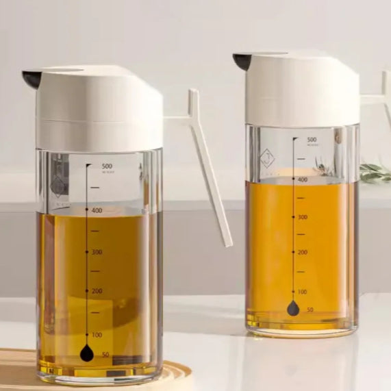 Locaupin Automatic Borosilicate Oil Dispenser 500ML Multifunctional Condiments Bottle Leakproof Cooking Kitchen Tools
