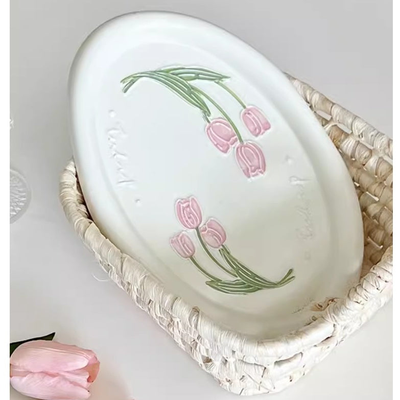 Locaupin Jewelry Dish Trinket Tray, Entryway Table Key Dish Tray, Unique Ceramic Plate, Decor Ceramic Tray Gift