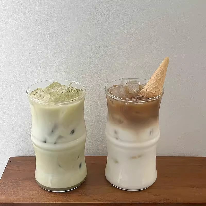 Locaupin 400ML Heat Resistant Healthy Glass Cups,Water Glass,Coffee Cups,Flower Tea Glass, Microwave Safe Glass Tea Cups