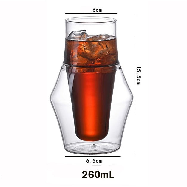 Locaupin Double Wall Glass Coffee Mugs Juice Mugs Teacups Heat Resistant Borosilicate Glass Cups with Cover