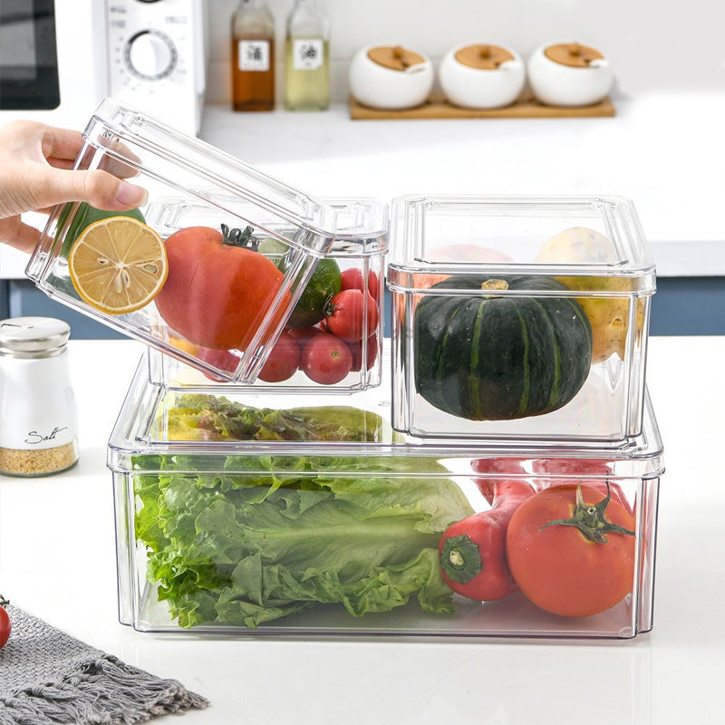 Locaupin Food Storage Containers Stackable Refrigerator Freezer Organizer Fresh Keeper Container with Lids