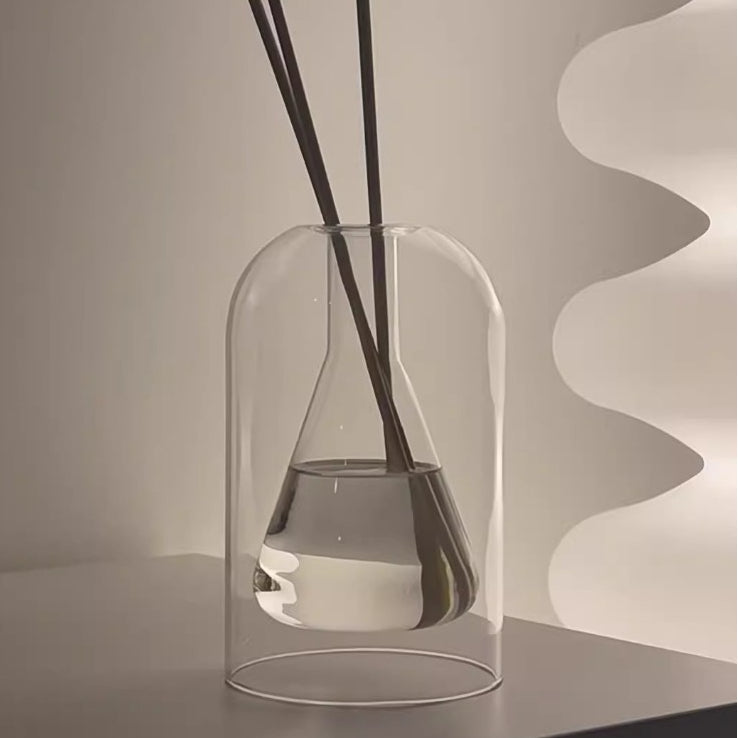Locaupin Empty Glass Fragrance Reed Diffuser Bottles,for Essential Oil, with 3pcs Sticks,Minimalist Decor