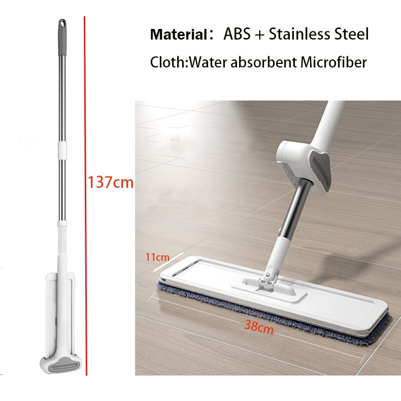 Locaupin 42cm Large Panel Flat Mop, Self Wringing Floor Cleaning Mop - 360 Hands-Free Microfiber Floor Mop,Hand Washing