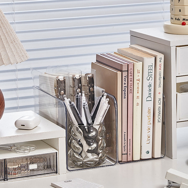 Locaupin Plastic Vertical File Folder Storage Organizer Bin,Hold Notebooks,Binders,Envelopes,Magazines for Home Office