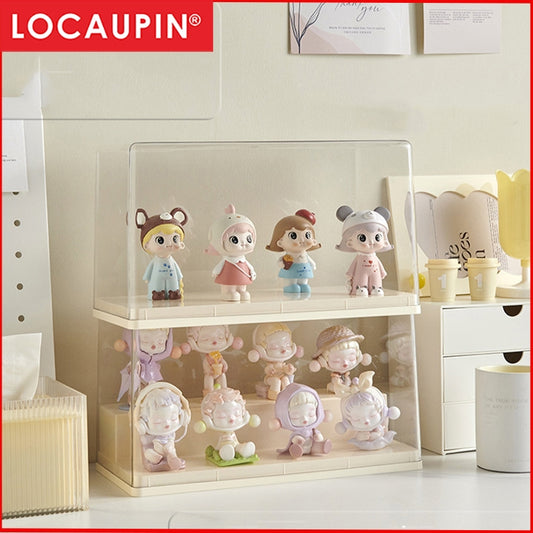 Locaupin Clear Plastic Storage Display Case, Ladder Design Model Display, Toys Organization and Display