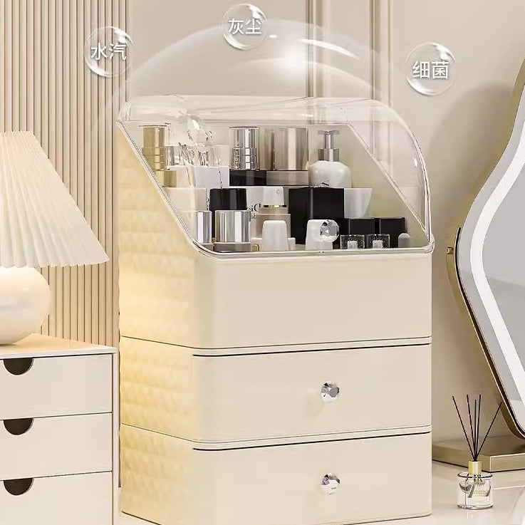Locaupin Makeup Organizer with Brush Holder Clear Drawer, Stand for Lipsticks, Eyeshadow, Nail Polish Jewelry Skincare