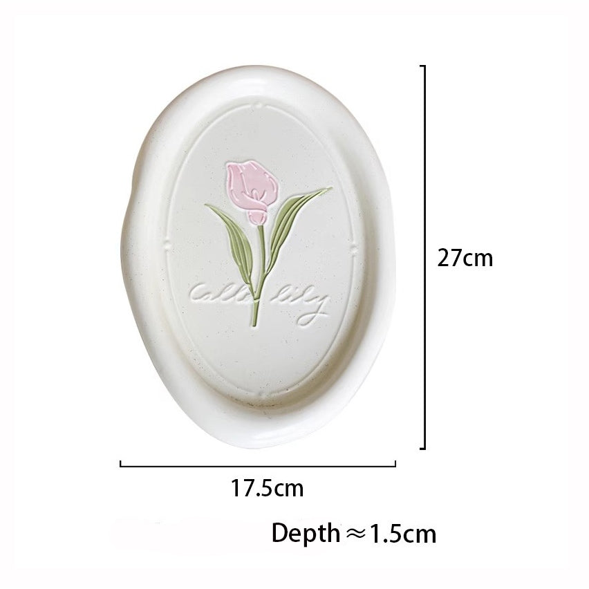 Locaupin Jewelry Dish Trinket Tray, Entryway Table Key Dish Tray, Unique Ceramic Plate, Decor Ceramic Tray Gift