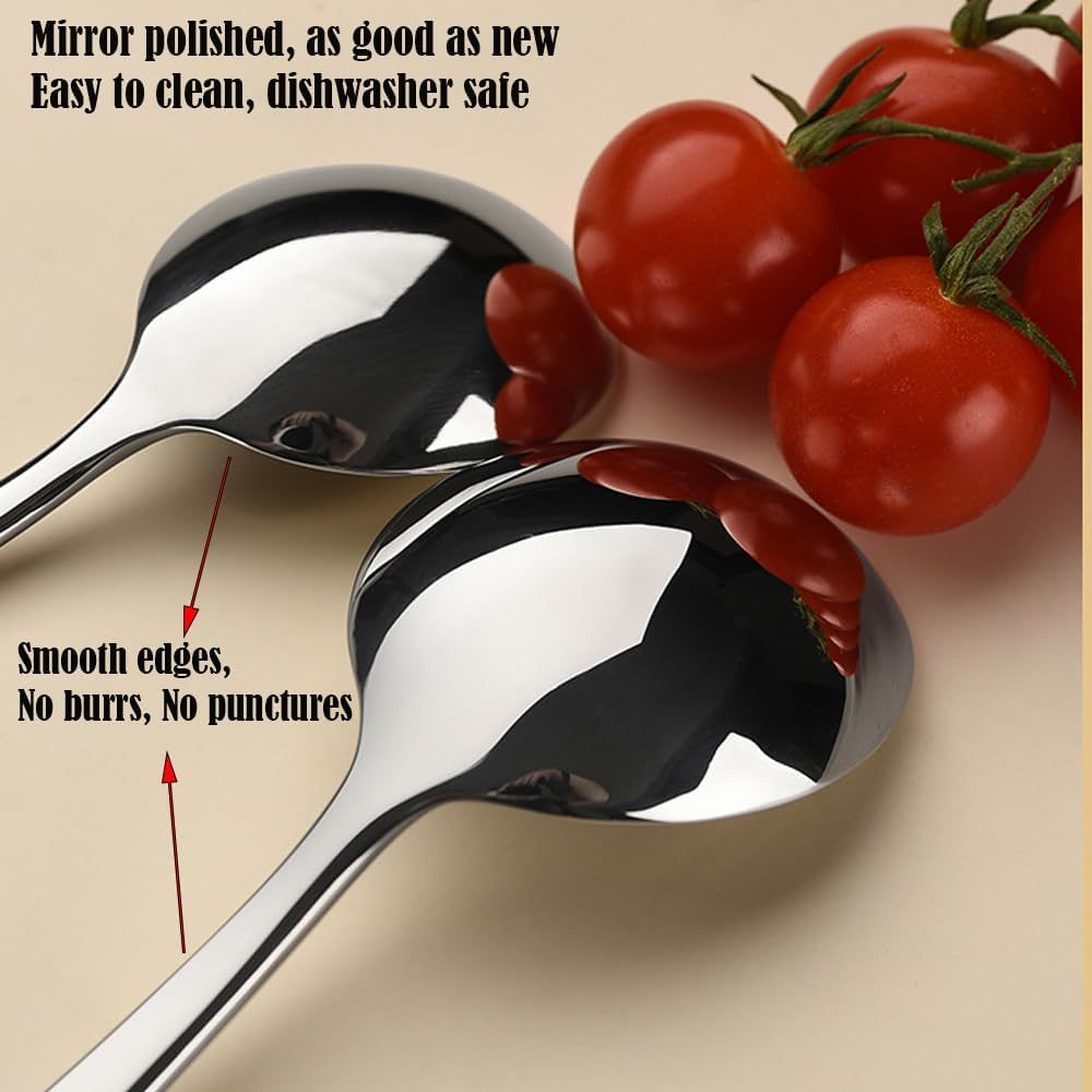 Locaupin 316 Stainless Steel Child Round Soup Spoons, Stainless Steel Premium Spoons,Dishwasher Safe