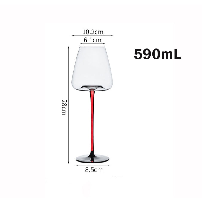 Locaupin 2pcs Wine Glasses, Crystal Clear Glass, Long Stem Wine Glass for Red, Black Concave Bottom Champagne Glasses
