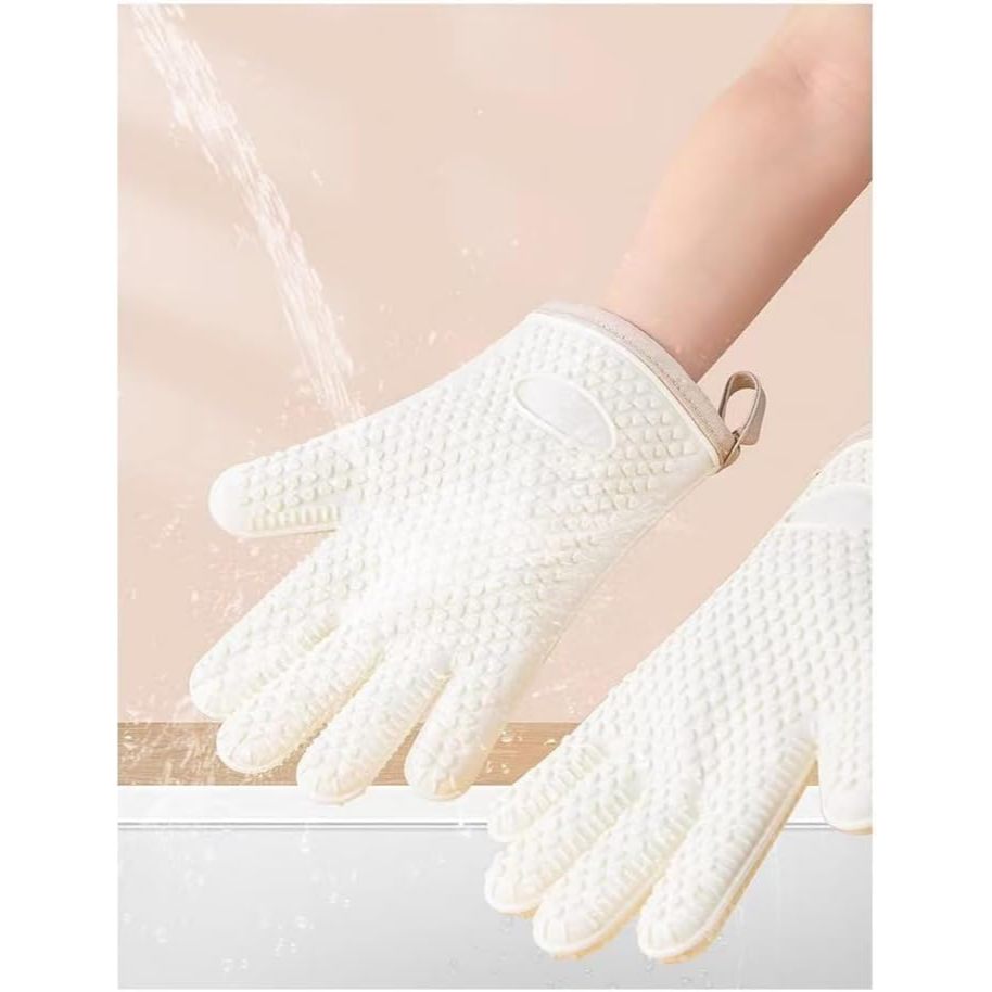 Locaupin Heat Resistant Silicone Oven Mitts Silicone Gloves ,BBQ Gloves,Waterproof Oven Silicone Mitts