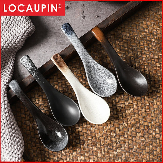 Locaupin Soup Spoons, Ceramic Chinese Soup Spoons, Asian Soup Spoons, White Japanese Spoon