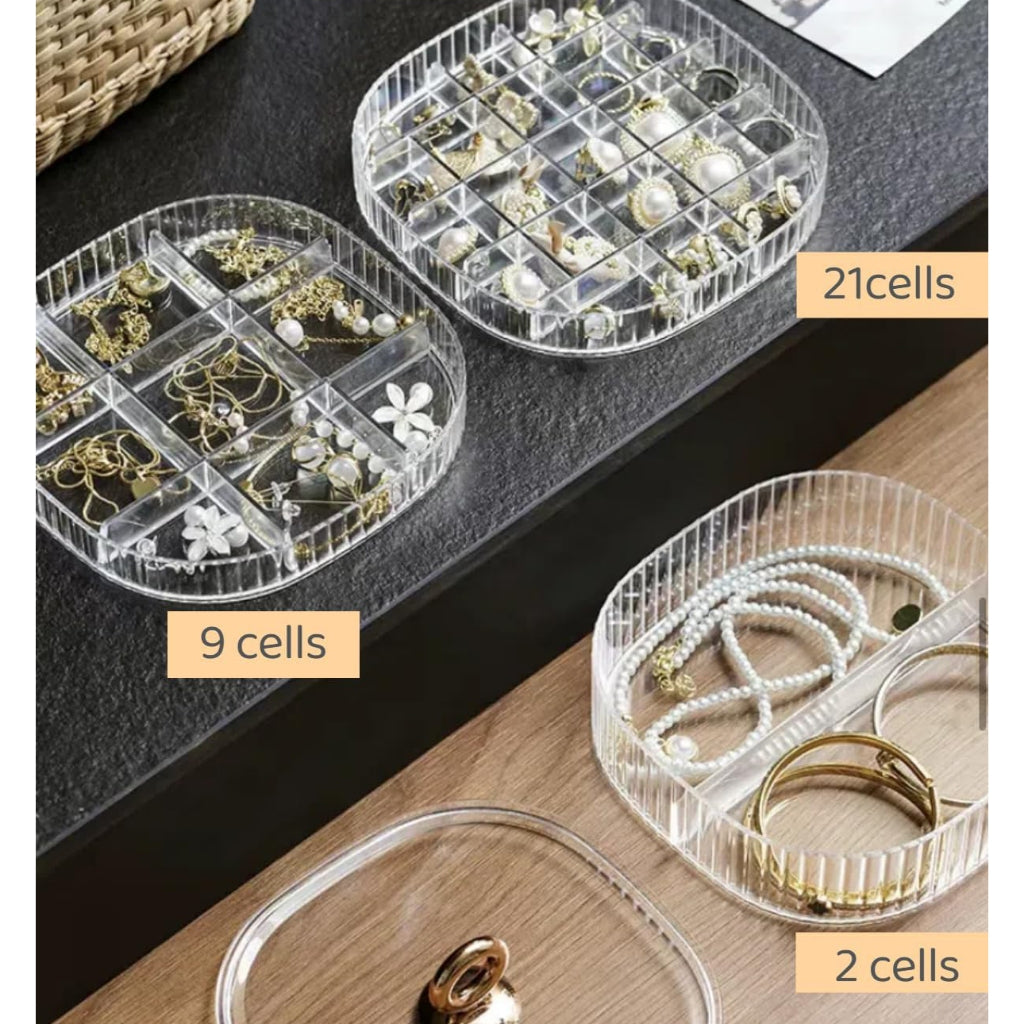 Locaupin Jewelry Box 3 Layer Jewelry Organizer with Handle Clear Jewelry Boxes for Make up Organizer Jewelry Storage