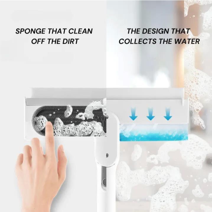 Locaupin 180° Rotatable Window Cleaning Mop Extendable Handle Household Cleaning Tools Window Cleaner Scraper Wiping Mop