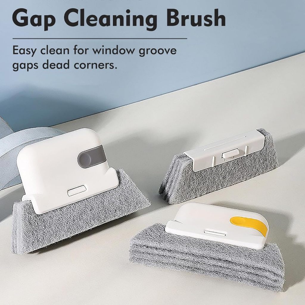 Locaupin Window Cleaning Brush Groove Cleaning Brush 3in1 Window Sliding Door Track Cleaner Tile Lines Shutter Car Vents