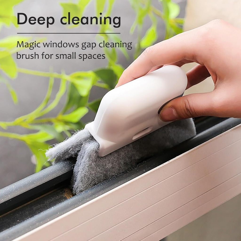 Locaupin Window Cleaning Brush Groove Cleaning Brush 3in1 Window Sliding Door Track Cleaner Tile Lines Shutter Car Vents