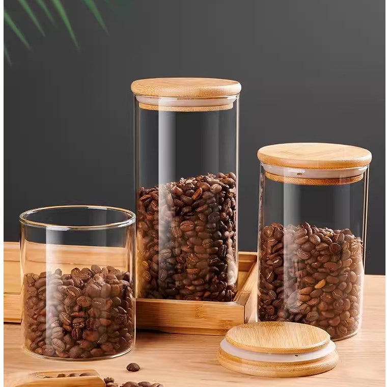 Locaupin Glass Borosilicate Glass Dry Food Storage Container Food Dispensers With Cover