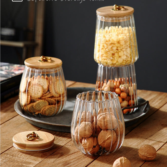 Locaupin Glass Borosilicate Glass Dry Food Storage Container Food Dispensers With Cover