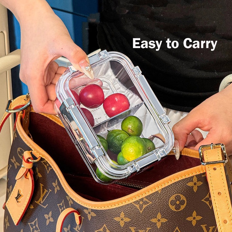 Locaupin Fruit Salad Food Container Box with Removable Tray, for Lunch, Snacks, School , Food Prep Storage Containers
