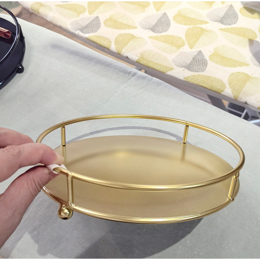 Locaupin Round Metal Tray Decorative Door Keys Tray Home Decor Serving Tray Coffee Table Decor Circle Tray