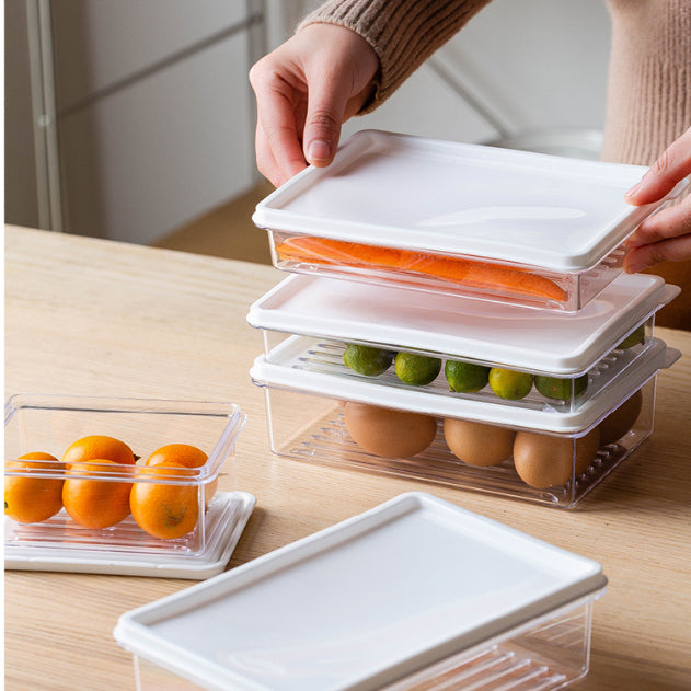Locaupin Food Storage Containers, Stackable Refrigerator Freezer Organizer Fresh Keeper Container with Vented Lids