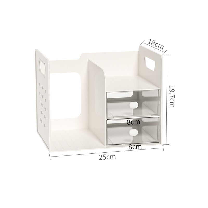 Locaupin Desk Drawer Organizer Shelf with Expandable Storage for Book and Home Tabletop Files Holder