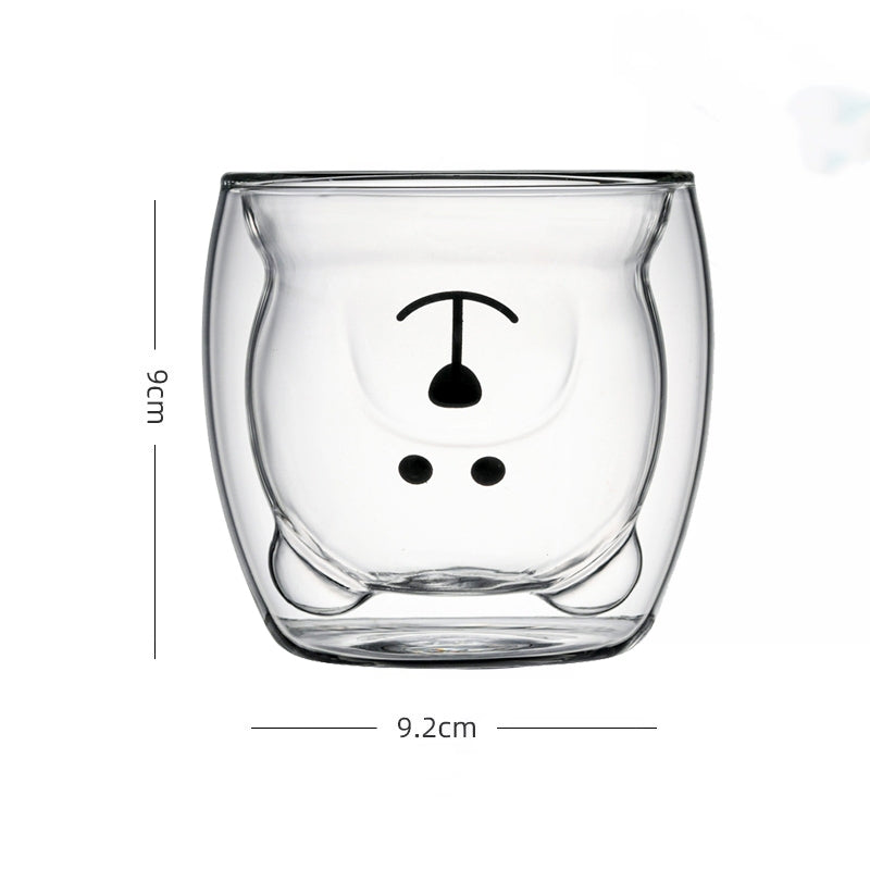 Locaupin Bear Mugs Cute Mugs Coffee Cup Double Wall Insulated Glass Espresso Cups for Birthday Christmas Valentine's Day